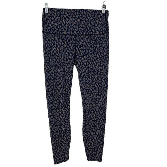 Varley‎ Navy Blue Abstract Leopard Spotted Print Leggings Size Large